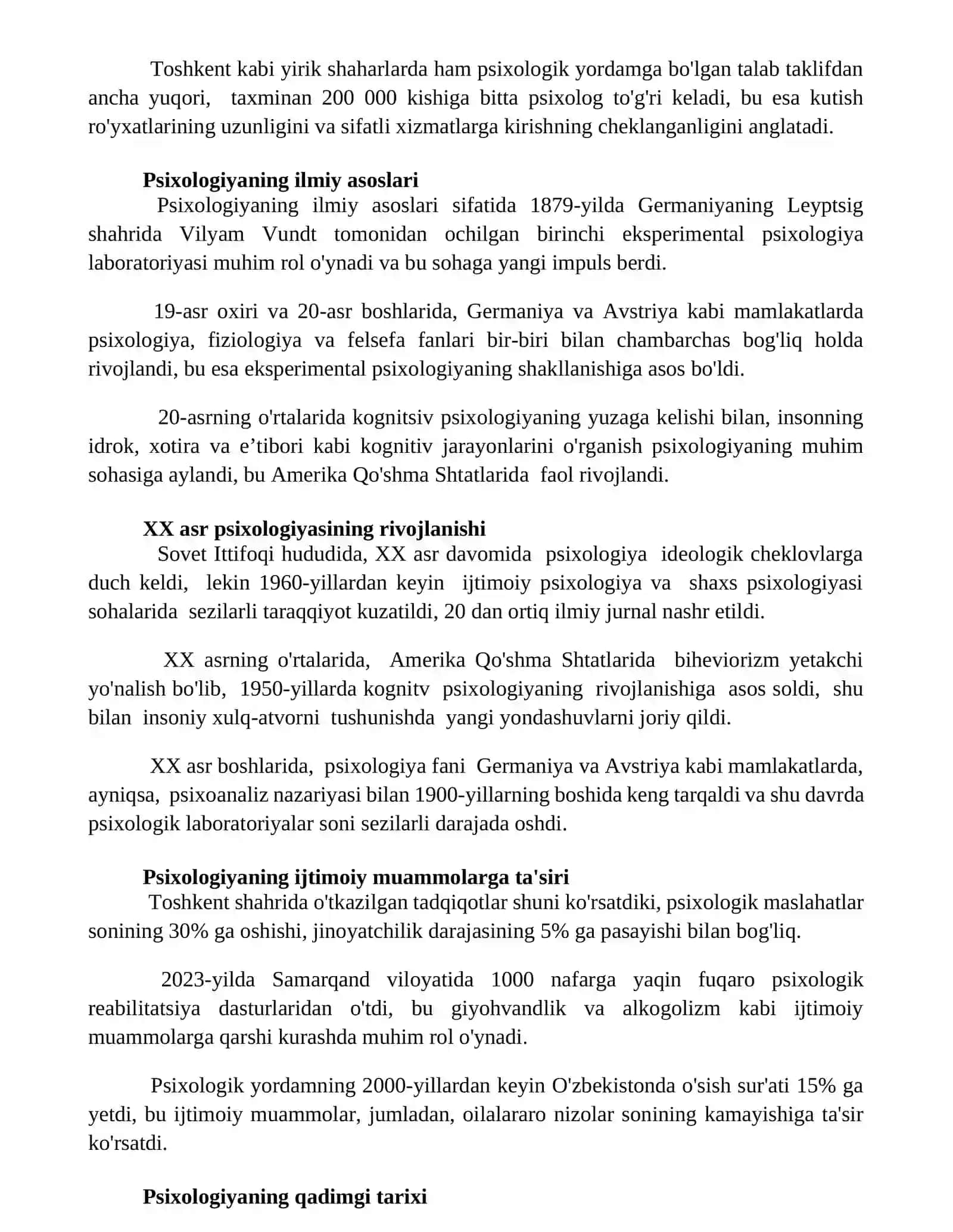 Psixolog kasbining shakillanish tarixi va bugungi inkoniyatlari 2