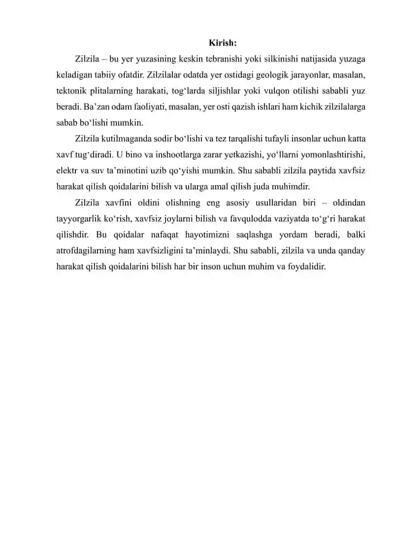 Zilzila va unda harakatlanish qoidalari 2