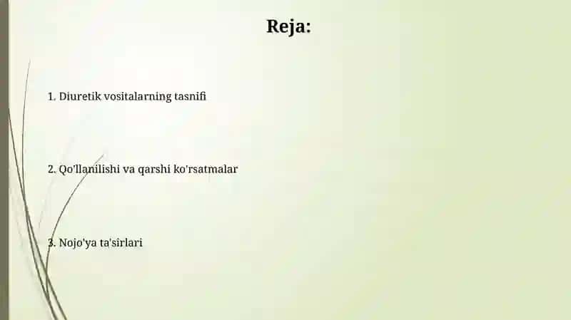 Diuretik dori vositalari klassifikatsiyasi 2