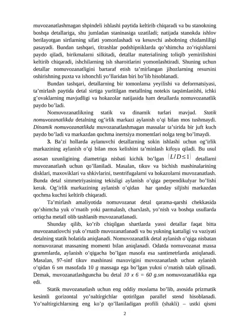 MASHINA DETALLARINI MUVOZANATLASH 2