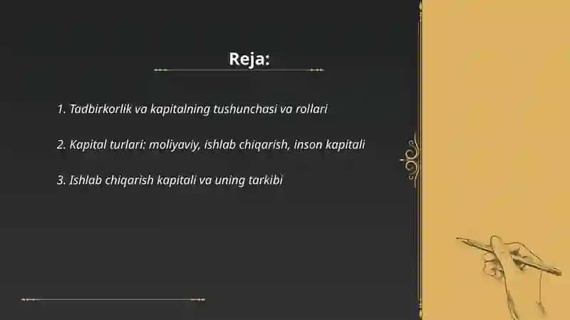 Tadbirkorlik faoliyati va kapital 2