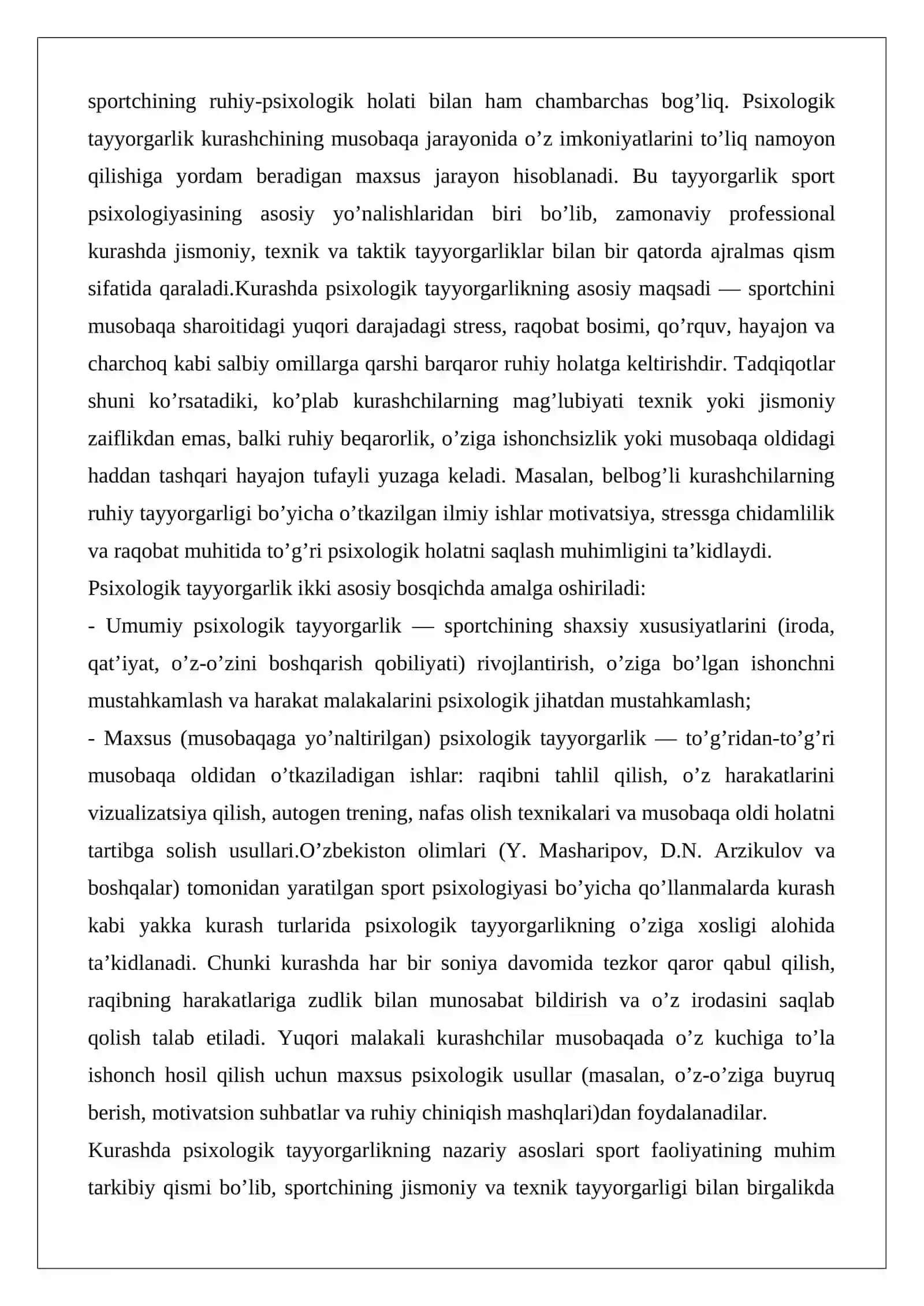 Psixologik tayyorgarlikning ahamiyati 2