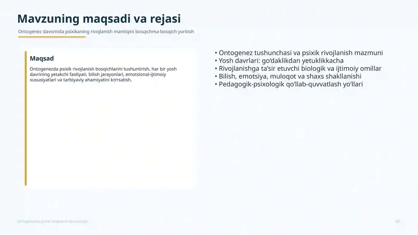 Ontogenezda psixik rivojlanish bosqichlari 2