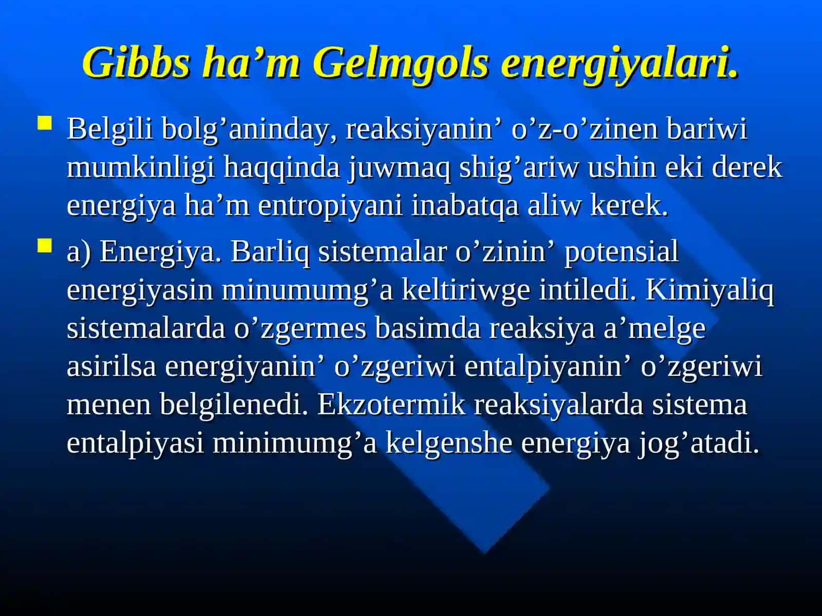Gibbs-Gelmgols ten’lemeleri 2