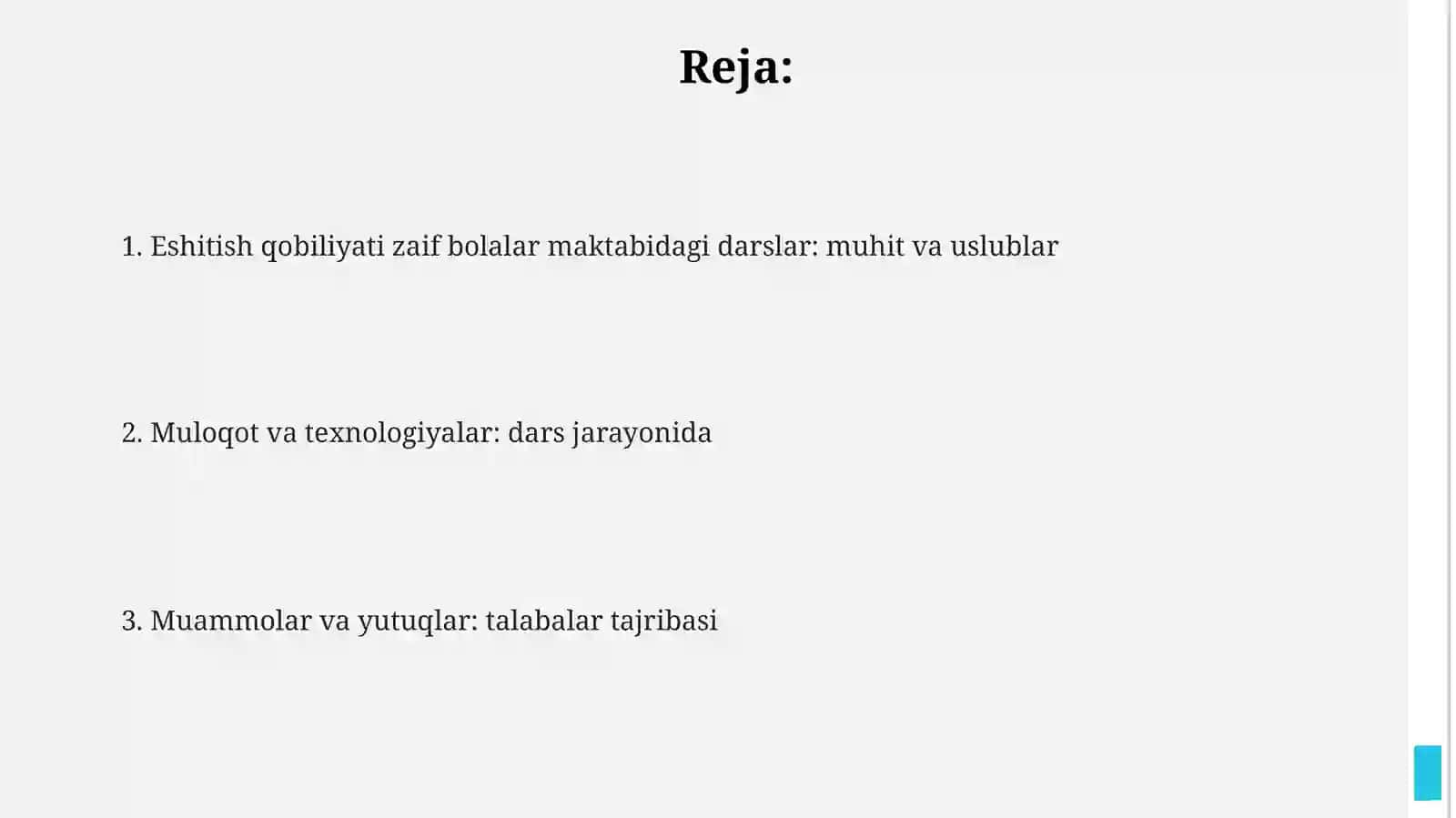 Zaif eshituvchi maktabda darslarda qatnashish 2