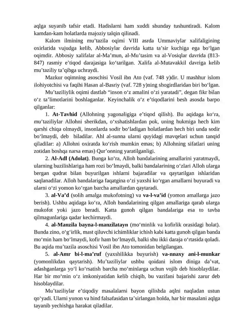 Islom dinining Aqidaviy Maʼrifatlari 2