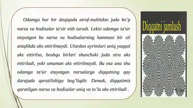 Diqqat.Uning turlari va xususiyatlari 2