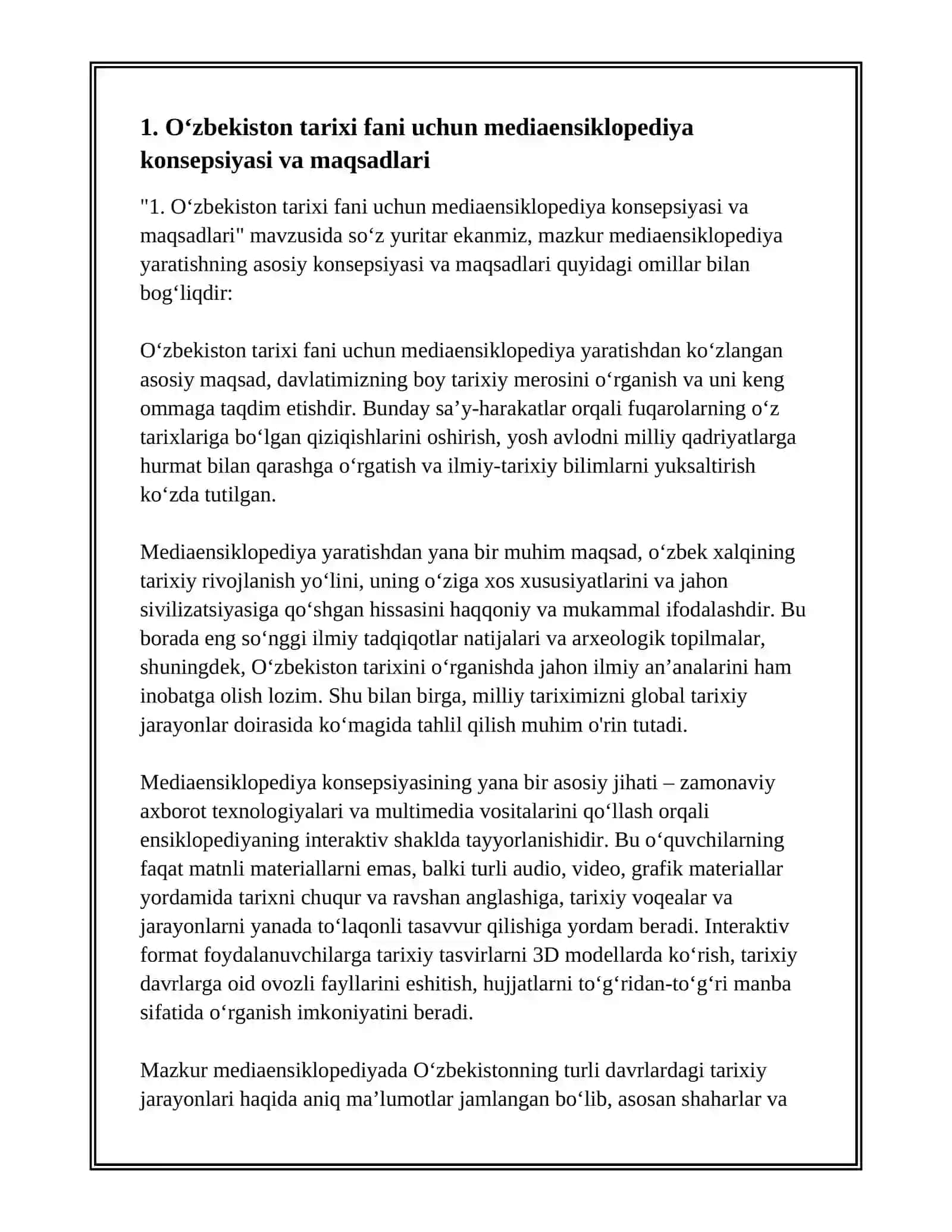 Oʻzbekiston tarixi fani doirasida mediaensiklopediya tuzish 2
