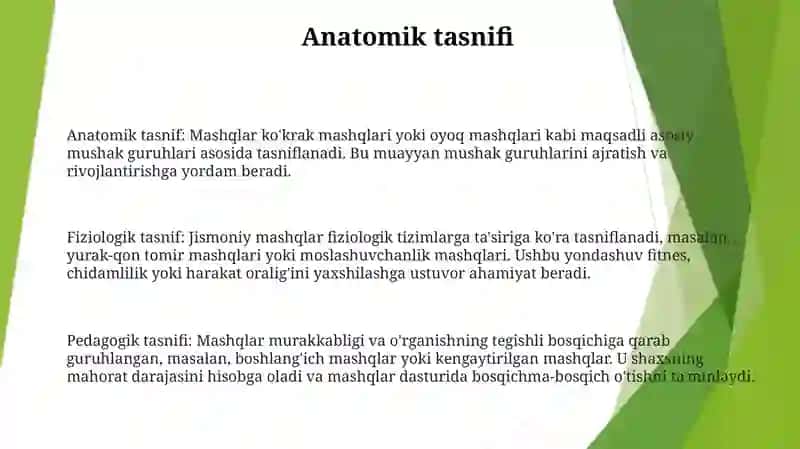 Jismoniy Mashqlarni Pedagogik Klassifikatsiyasi 2