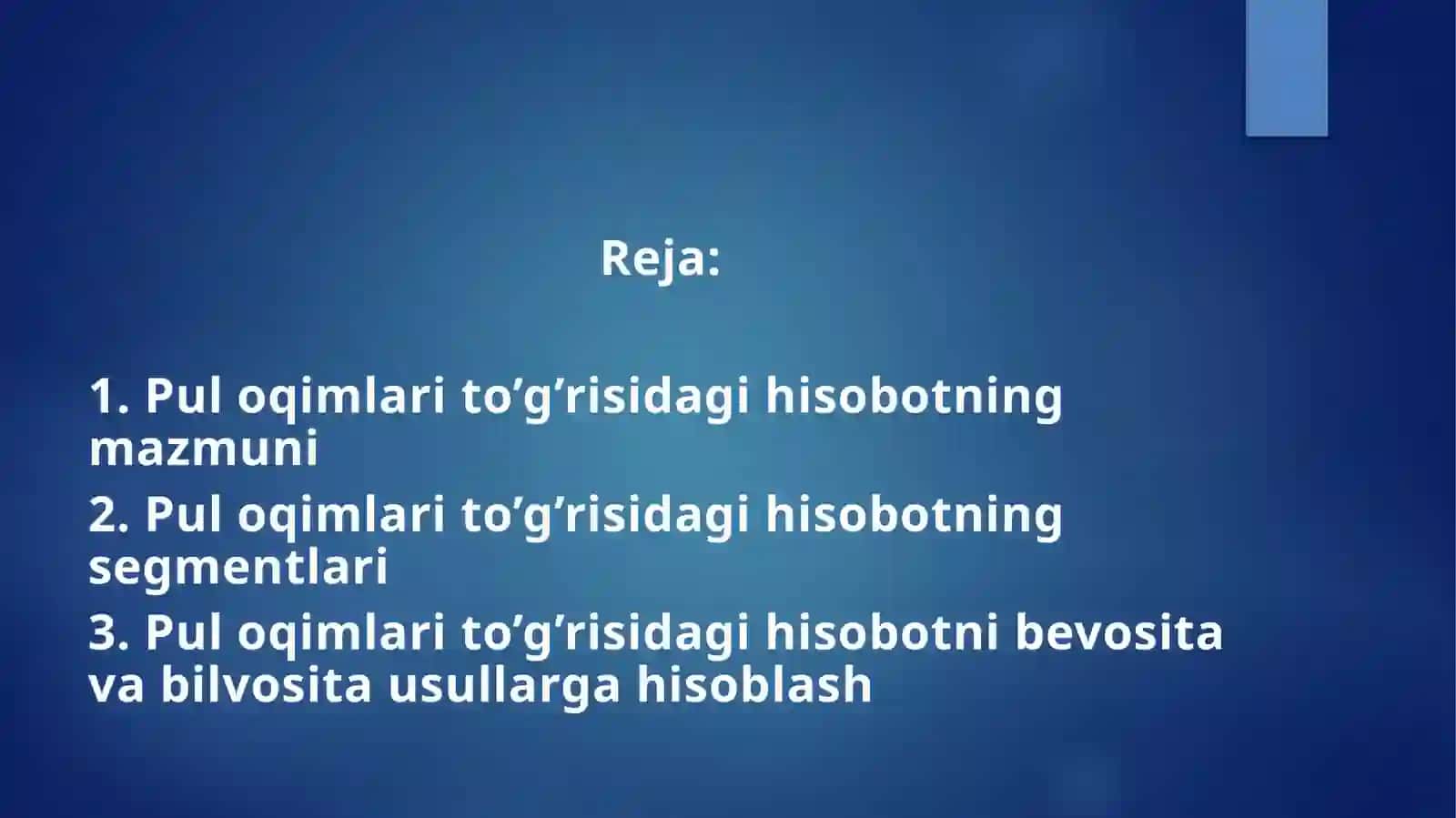 Pul o’qimi tog’risidagi hisobot va uni tuzish usullari 2