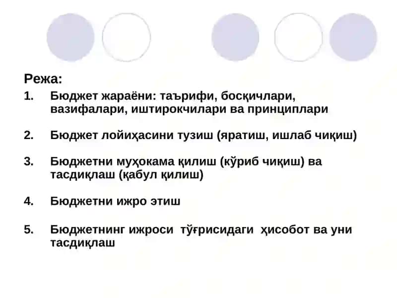Бюджет жараёни 2