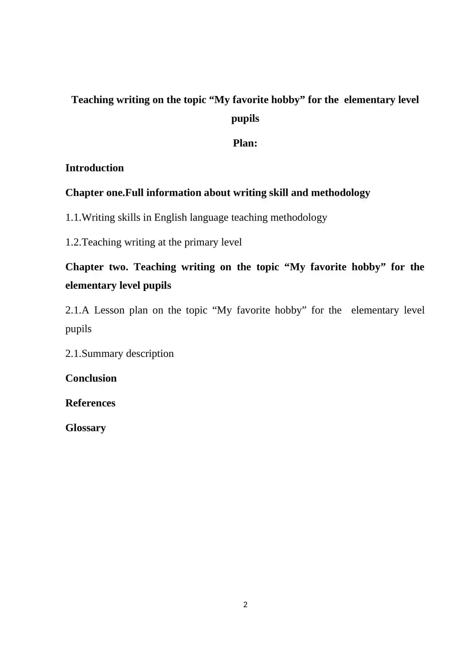 Teaching writing on the topic “My favorite hobby” for the elementary level pupils 2