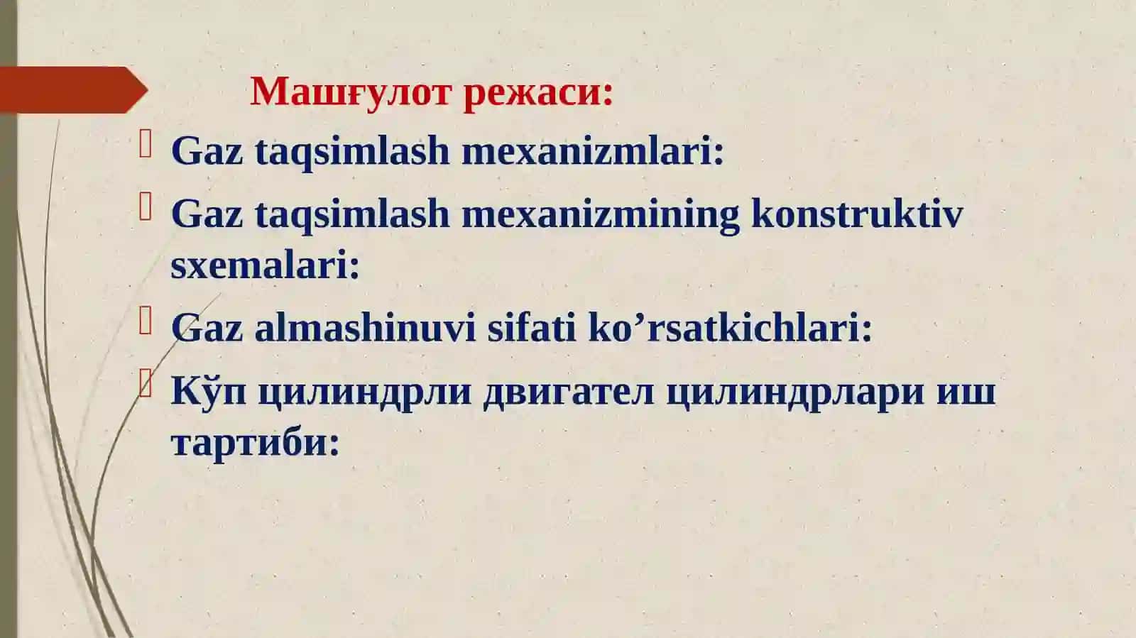 Gaz taqsimlash mexanizmlari 2