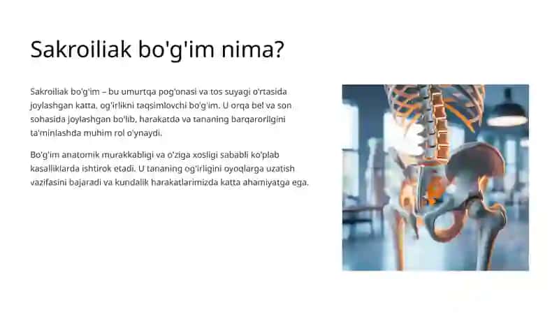 Sakroiliak bo'g'im: Tuzilishi, kasalliklari va davolash usullari 2
