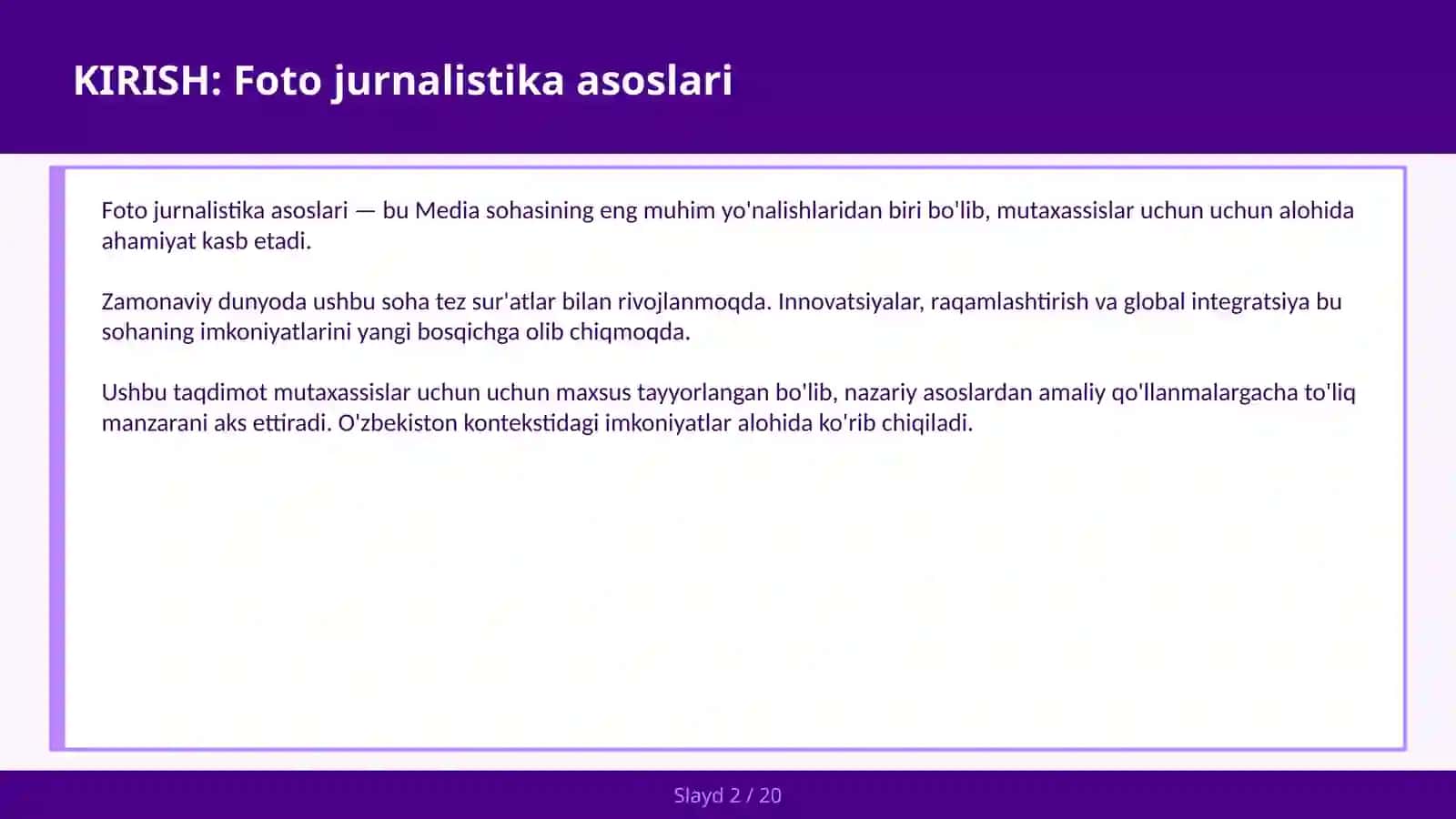 FOTO JURNALISTIKA ASOSLARI 2
