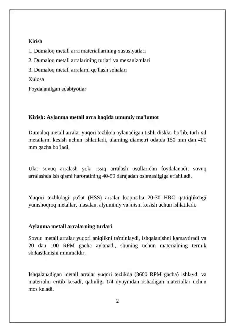 Dumaloq metall arralar 2