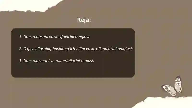 Darsni tashkil qilishga tayyorgarlik 2