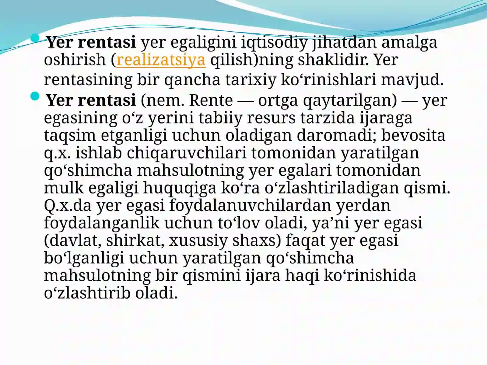 AGRAR MUNOSABATLAR IJARA HAQI VA RENTA. 2