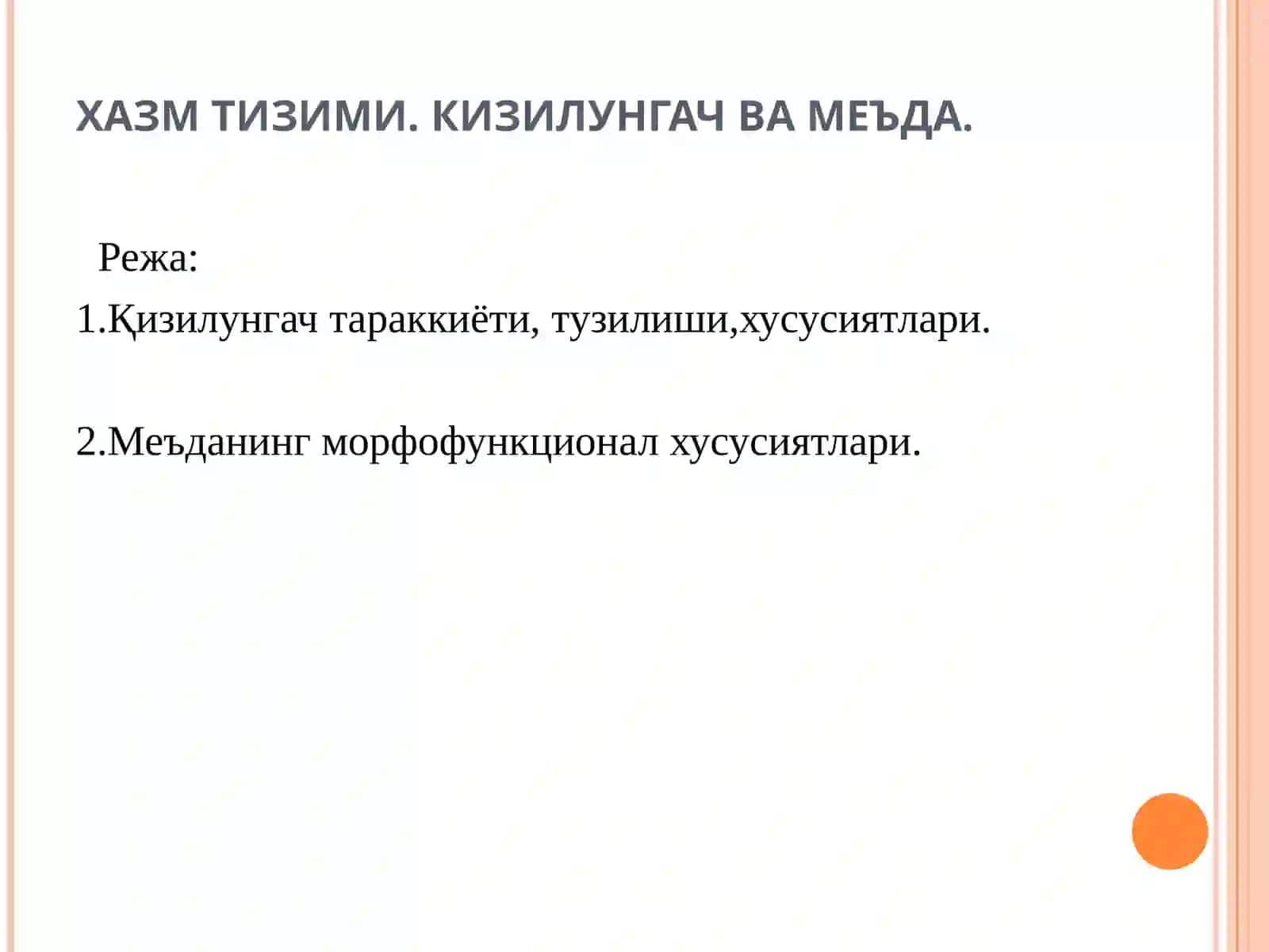 ХАЗМ ТИЗИМИ. КИЗИЛУНГАЧ ВА МЕЪДА 2