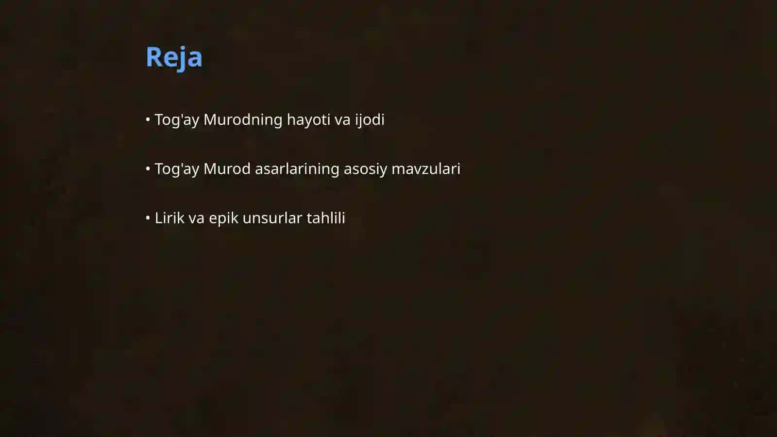 Tog'ay Murod asarlari tahlili 2