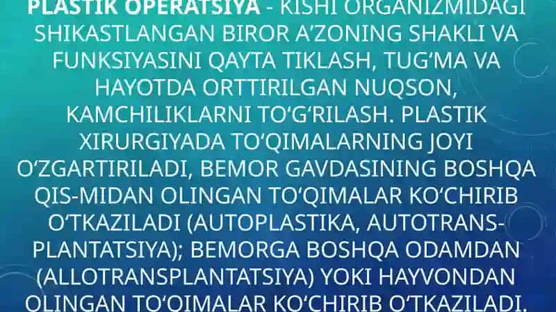 Yuzdagi plastik operatsiyalar xususiyatlari 2