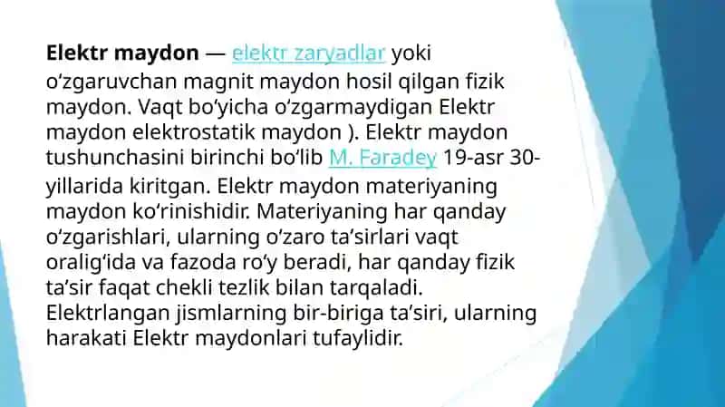 Elektr maydon va elektrstatik induksiya qonuni 2