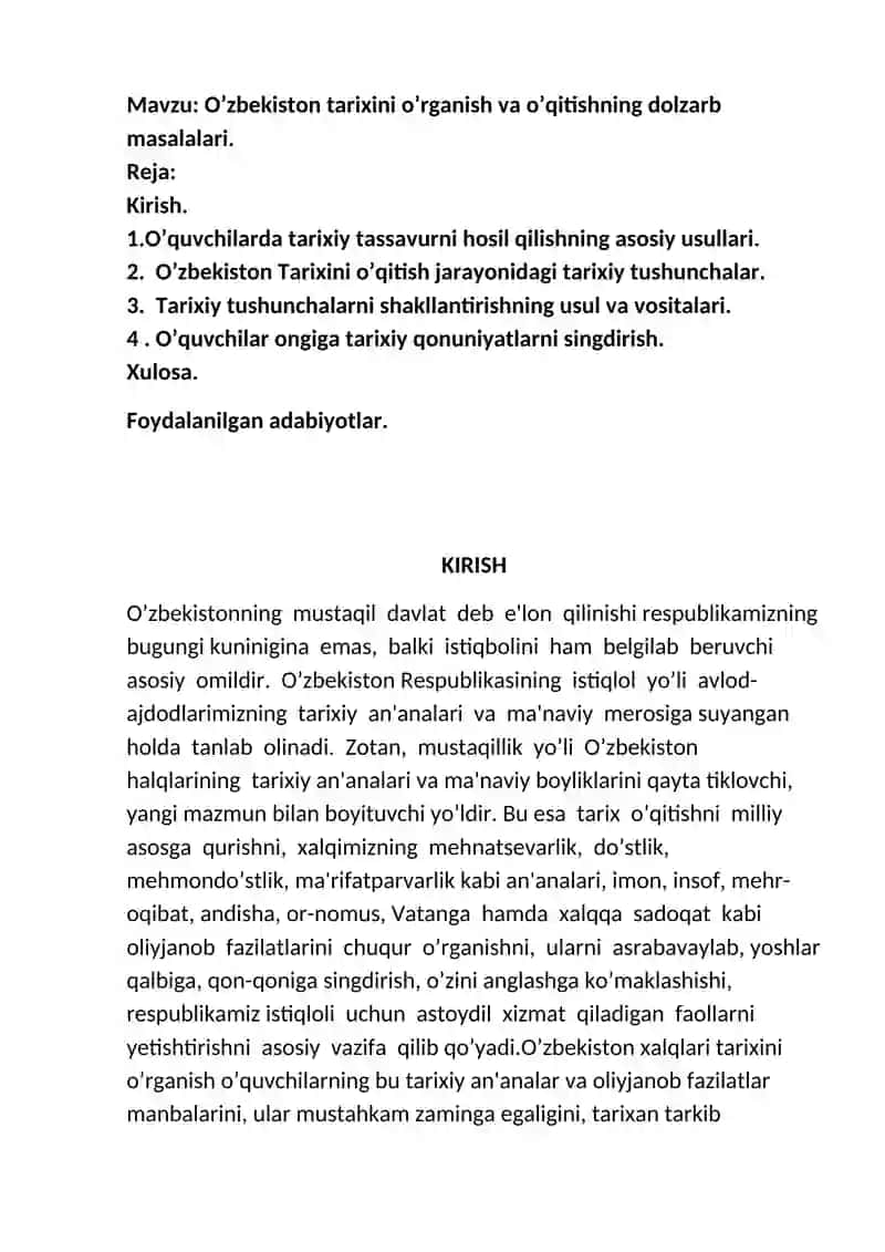 O’zbekiston tarixini o’rganish va o’qitishning dolzarb masalalari 2