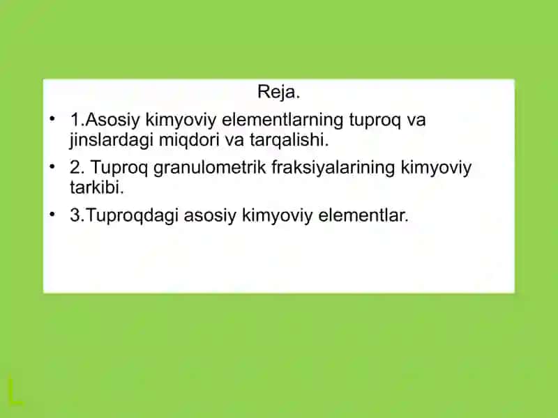 Tuproqning kimyoviy tarkibi 2