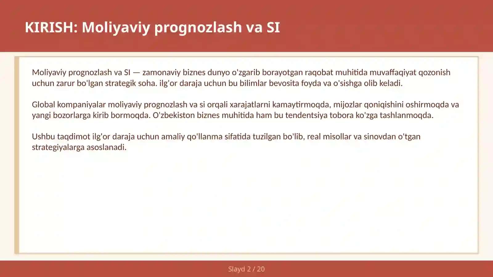 Moliyaviy Prognozlash va SI 2
