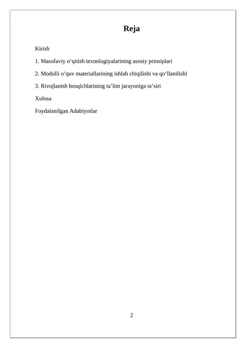 Masofaviy va modulli o‘qitish 2
