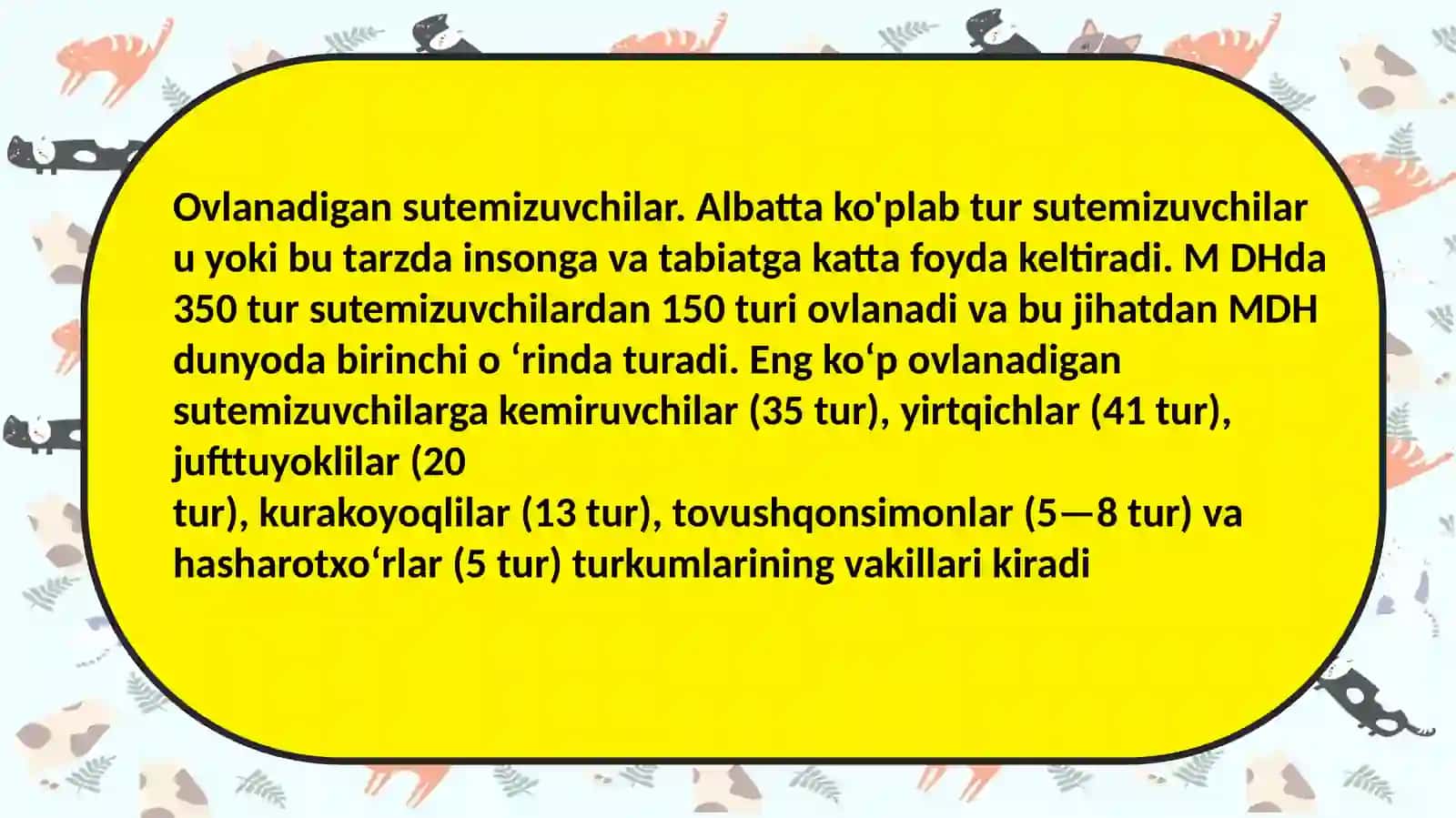 Ovlanadigan sutemizuvchilar 2