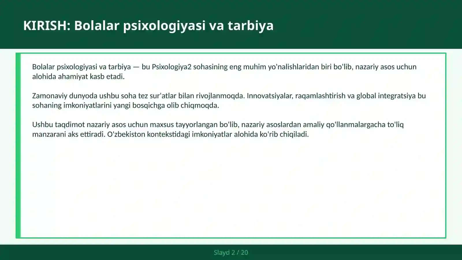 Bolalar psixologiyasi va tarbiya 2