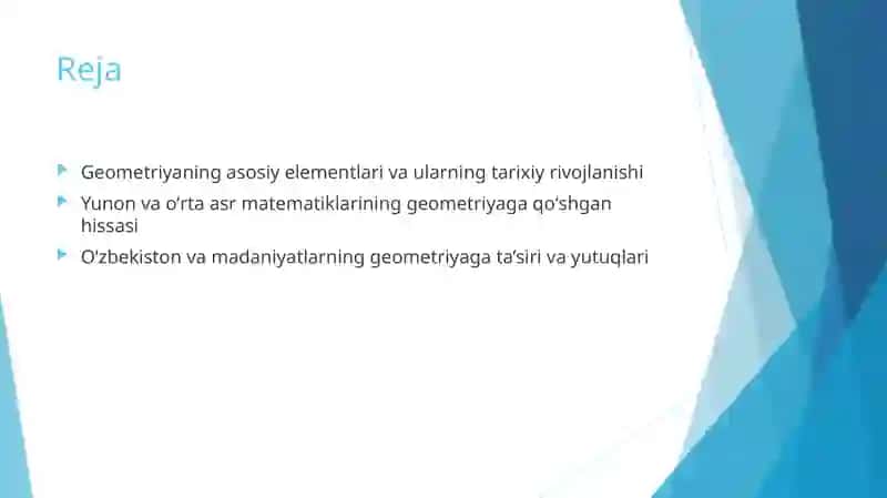 Geometriya elementlari va tarixiy rivojlanishi 2