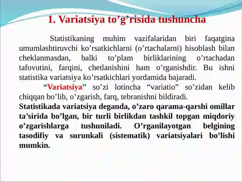Variatsiya va statistika 2
