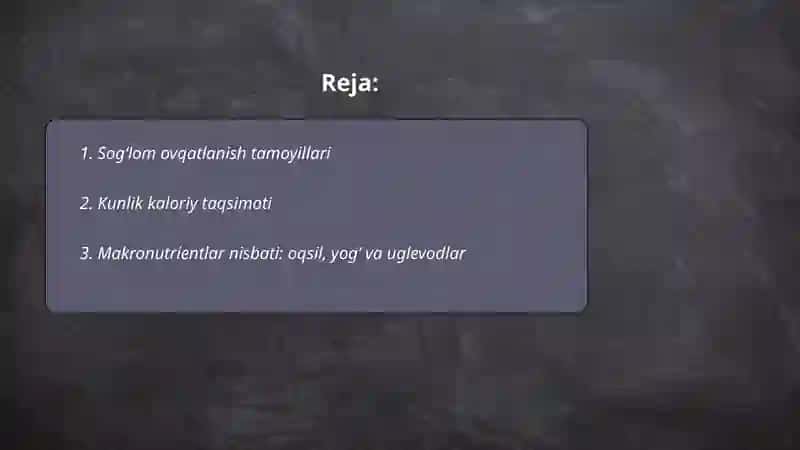 Sogʻlom ovqatlanish tartibi 2