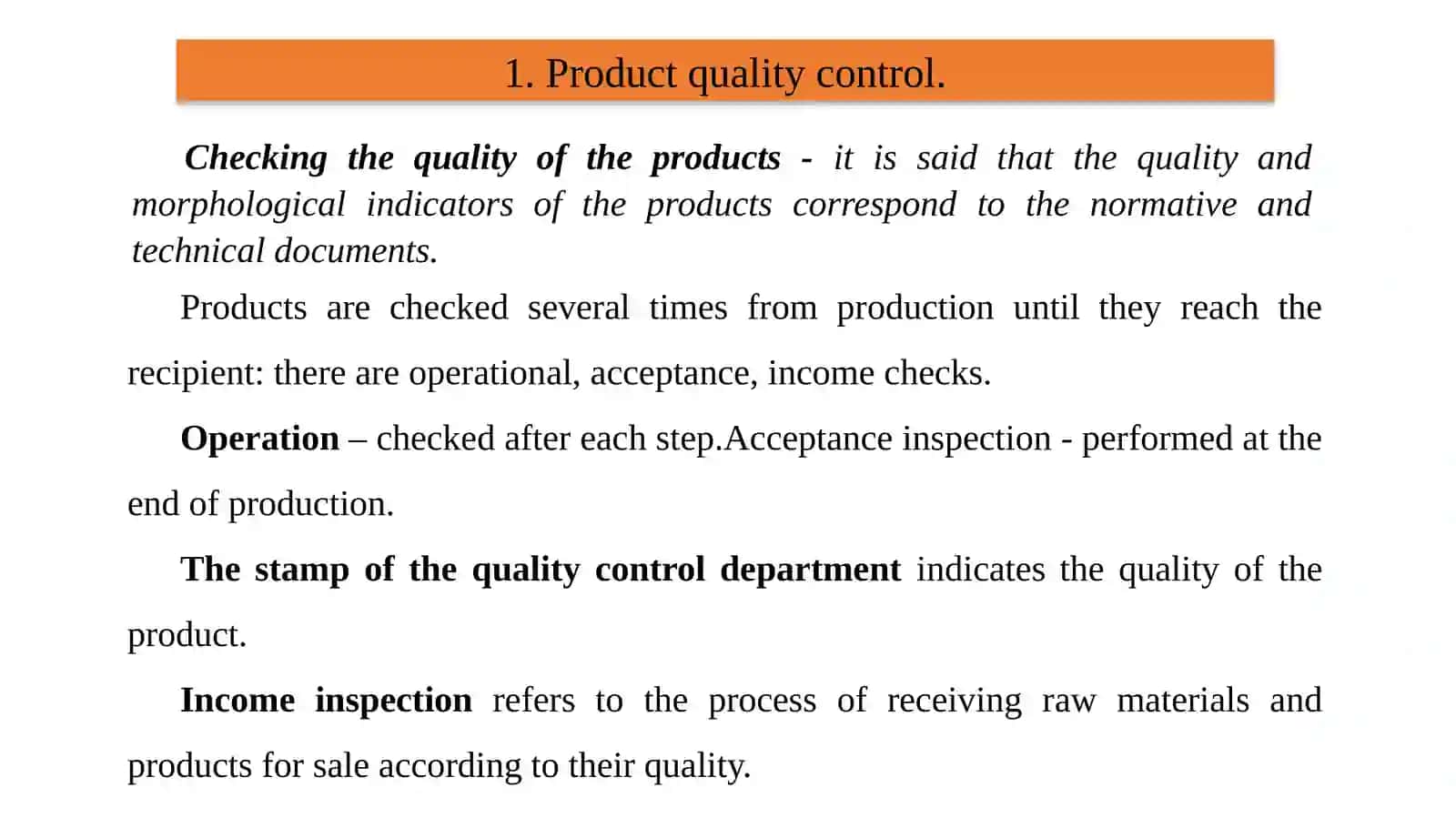PRODUCT QUALITY CONTROL 2
