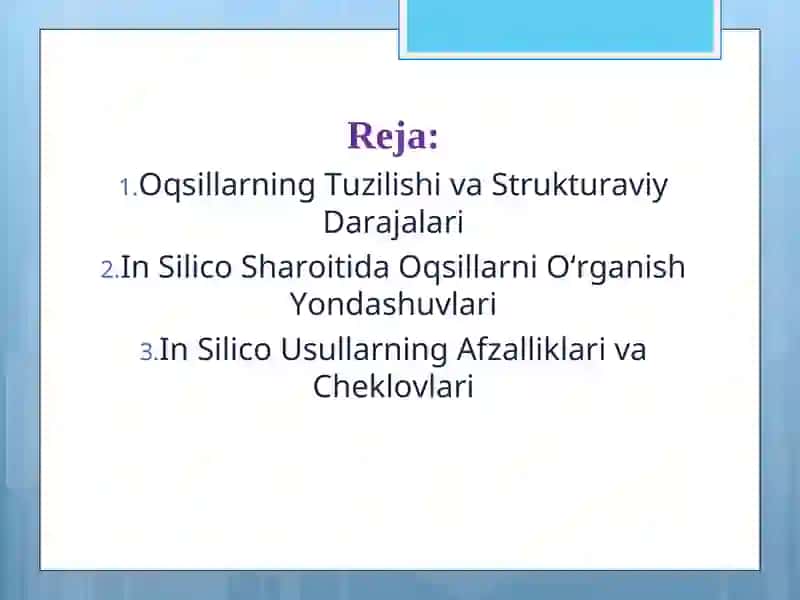 Oqsil strukturasini in silico usulda oʻrganish 2