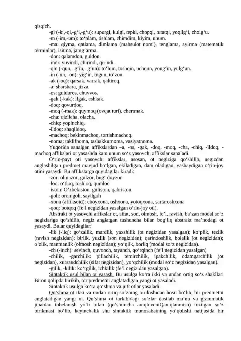 Otlarning yasalishi. Tuzilish jihatdan turlari, shakli 2
