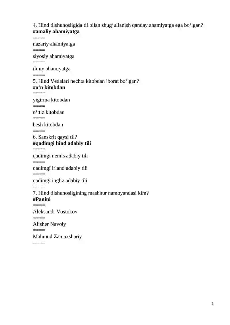 Umumiy tilshunoslik test savollari 2