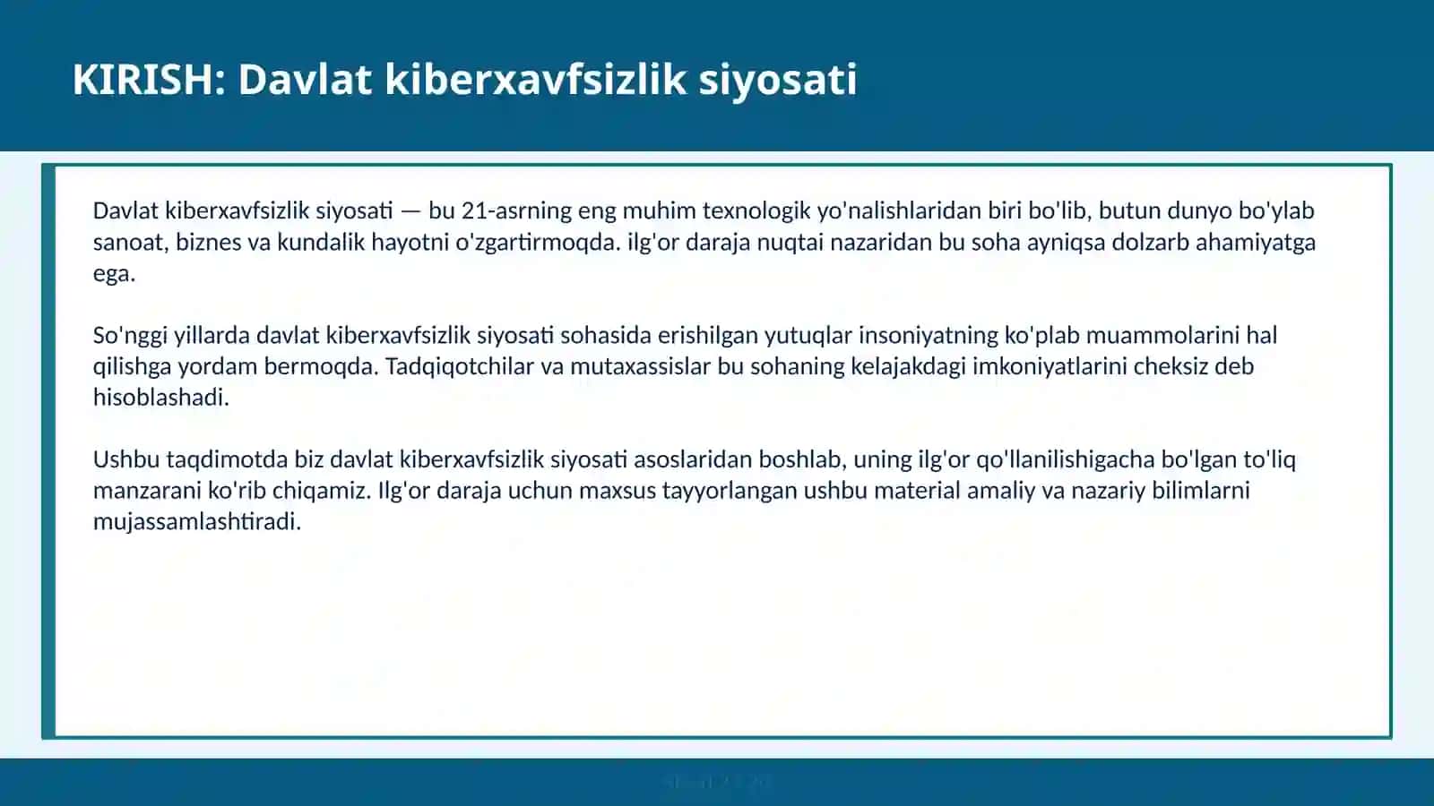 Davlat kiberxavfsizlik siyosati 2