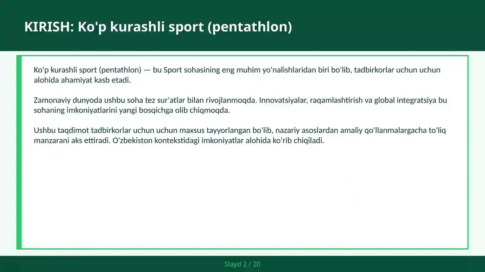 KO'P KURASHLI SPORT (PENTATHLON) 2