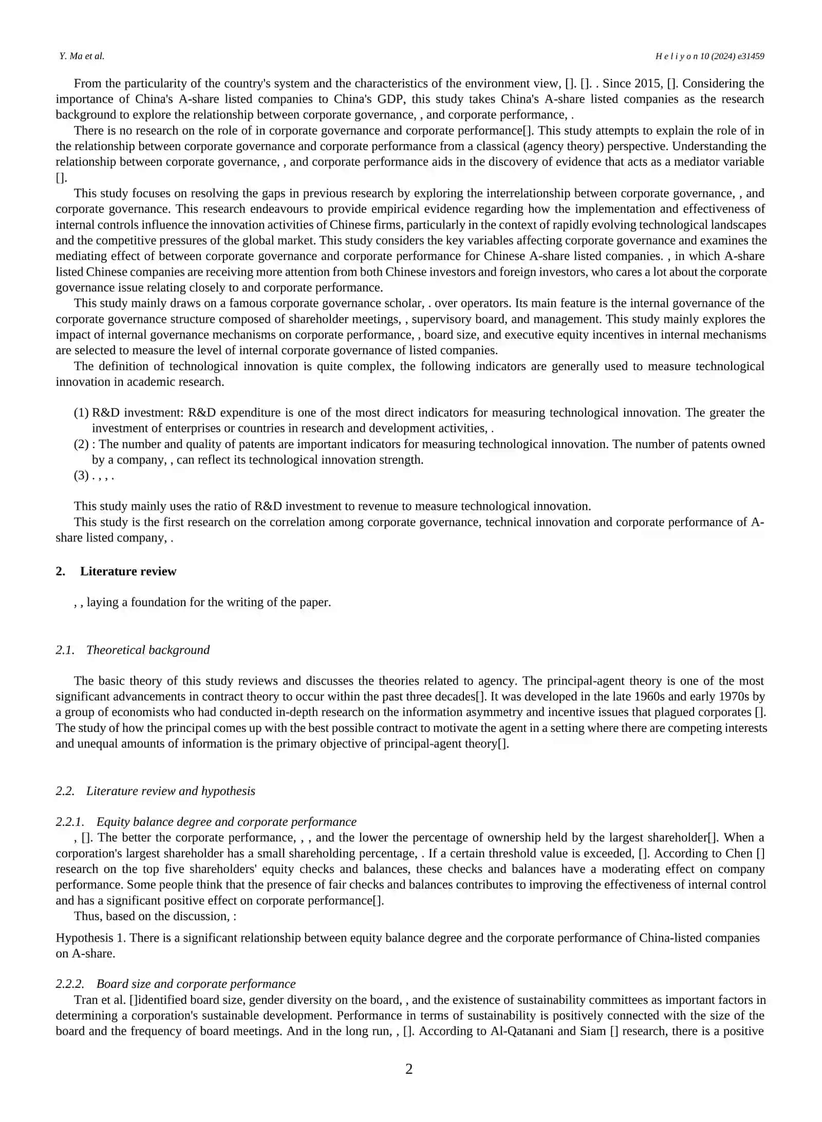 Corporate governance,, and corporate performance: Evidence from China 2