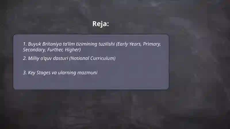 Buyuk Britaniya ta'lim tizimi 2