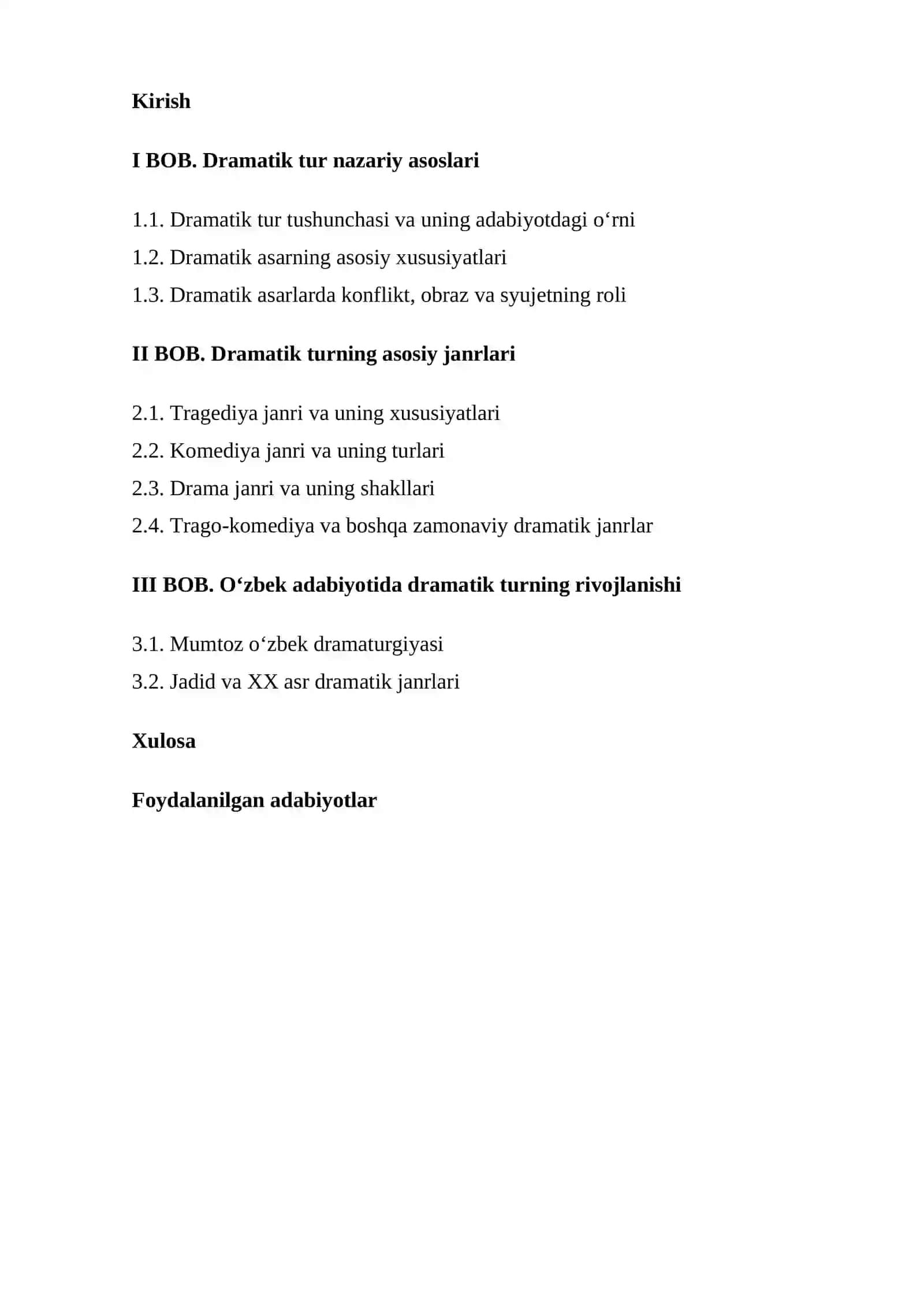 Dramatik tur va uning janirlari 2