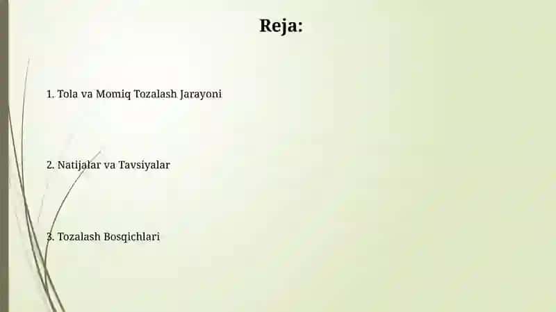 Tola va momiq tozalash jarayoni 2