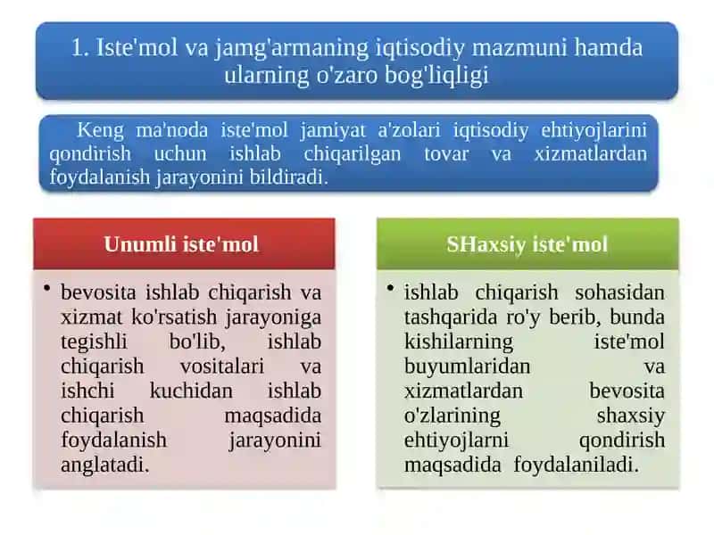 Iste'mol va jamg'armaning iqtisodiy mazmuni 2