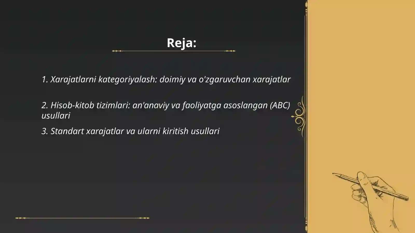 Korxonalarda xarajatlarni boshqarish va foydani taxsimlash mexanizimi 2