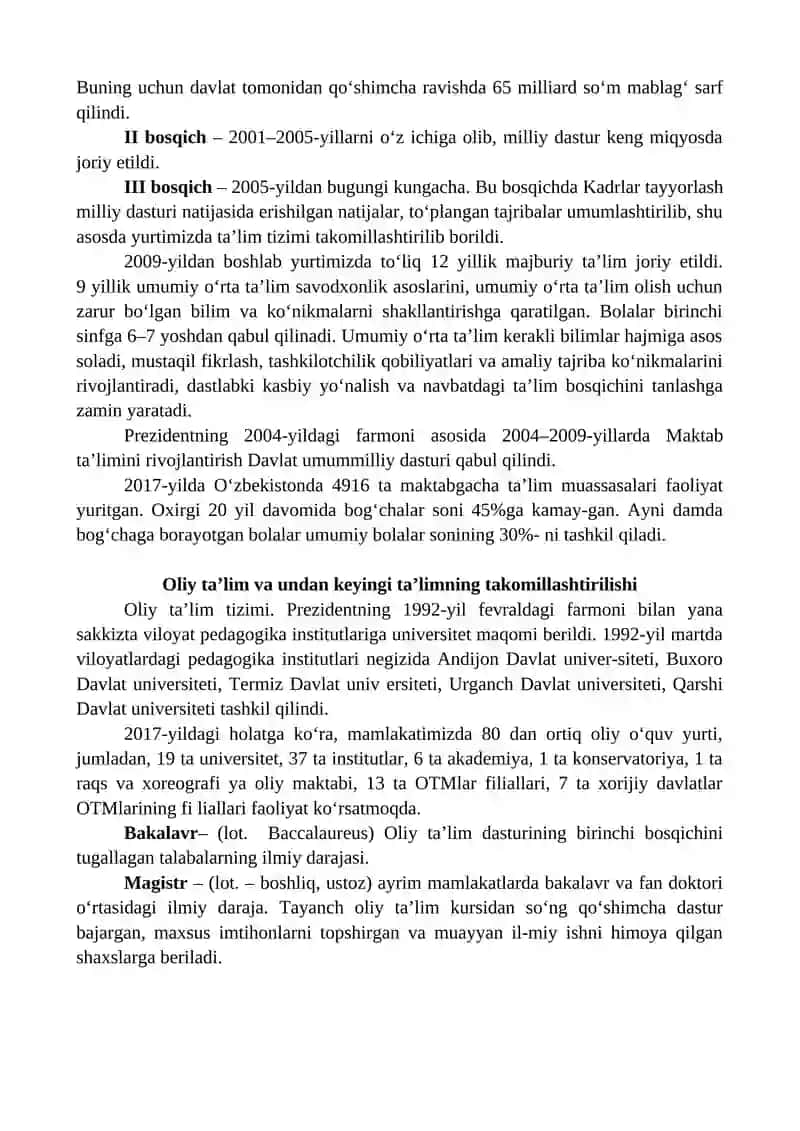 Ta’lim Tizimi Islоhоtlar va Kadrlar Tayyоrlash 2