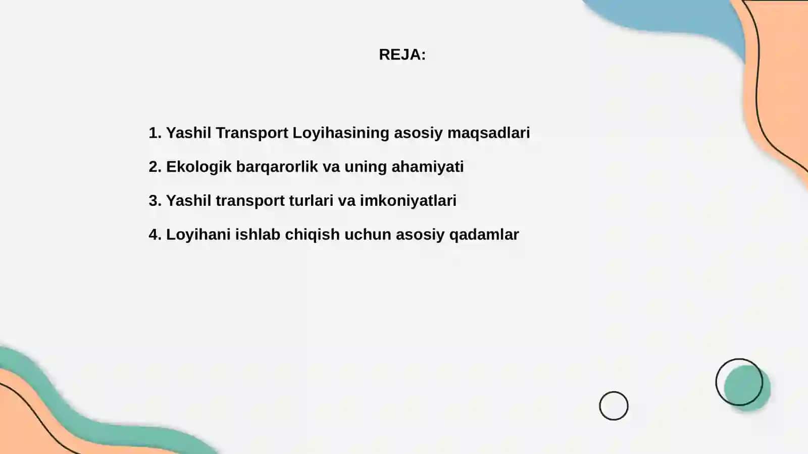 Yashil transport loyihasini ishlab chiqish 2