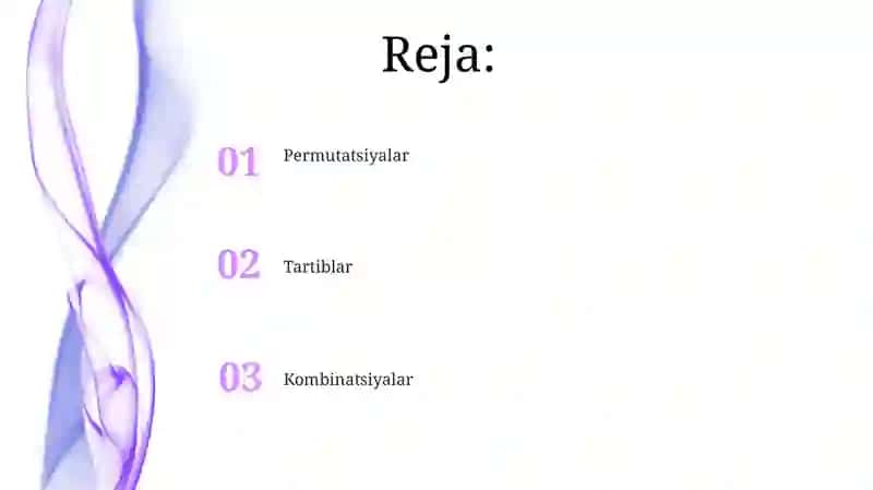 Permutatsiyalar, Tartiblar, Kombinatsiyalar 2
